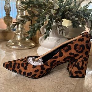 Leopard Charles by Charles David block heel pump
